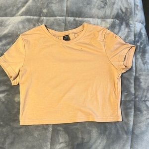 Tan short sleeve crop top size medium